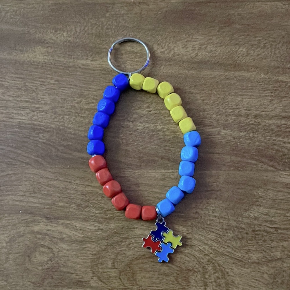 Autism Beaded Wristlet Keychain